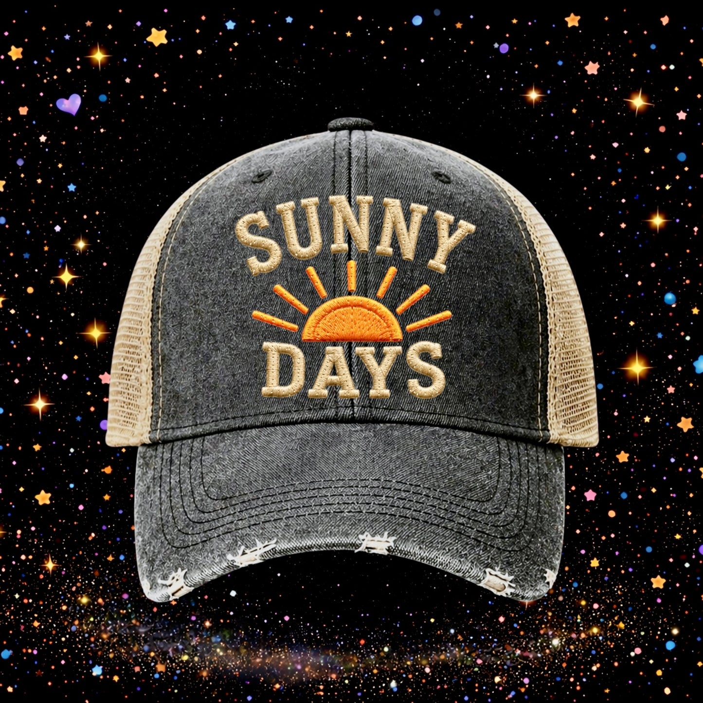 Sunny Days | Embroidered Trucker Hat | Snapback | Summer | Baseball Cap