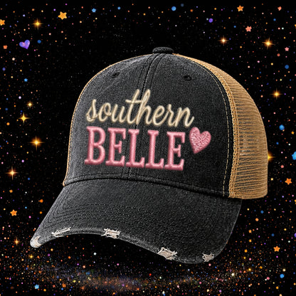Southern Belle | Embroidered Trucker Hat | Snapback Cap | Vintage