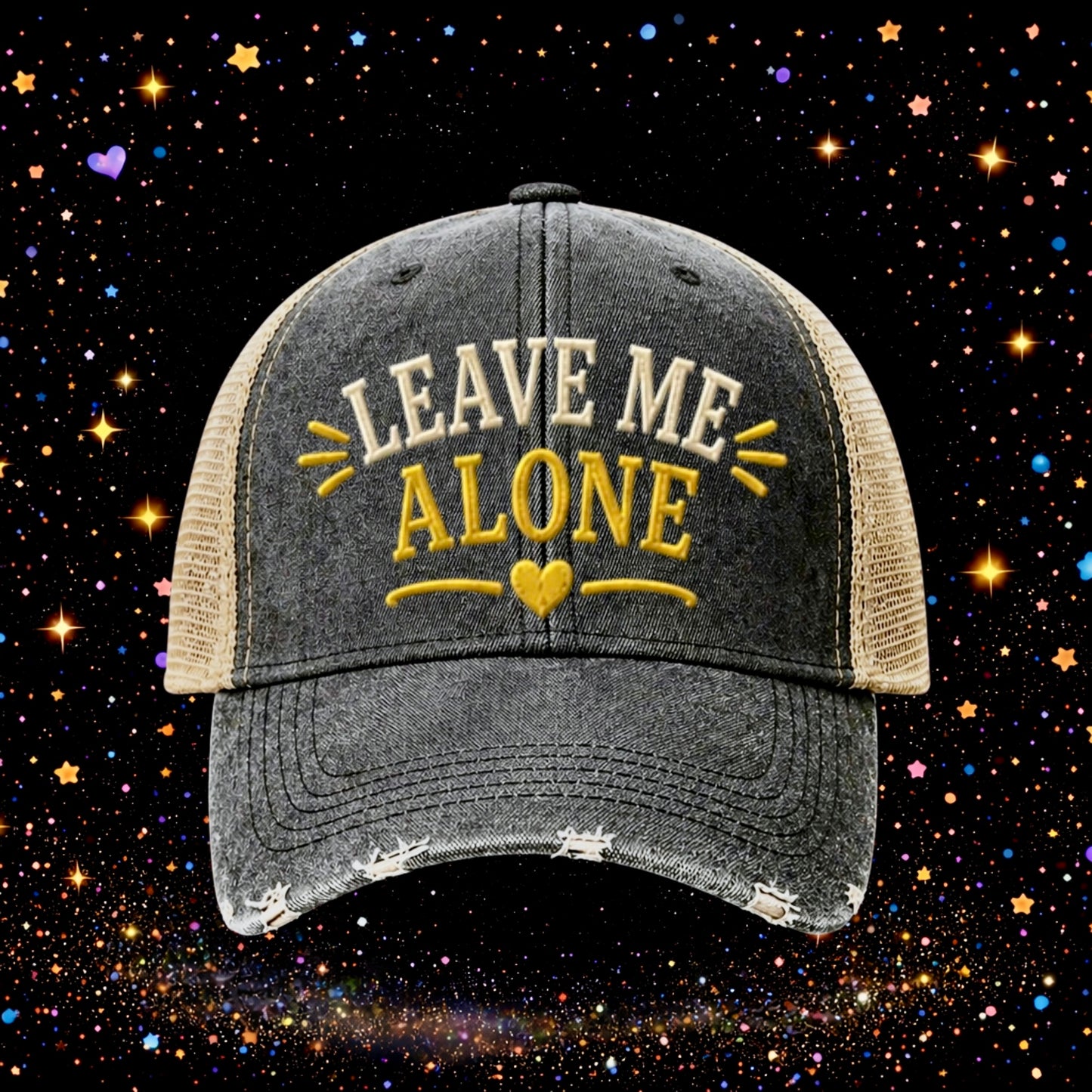 Leave Me Alone | Embroidered Trucker Hat | Snapback Cap | Unisex | Funny