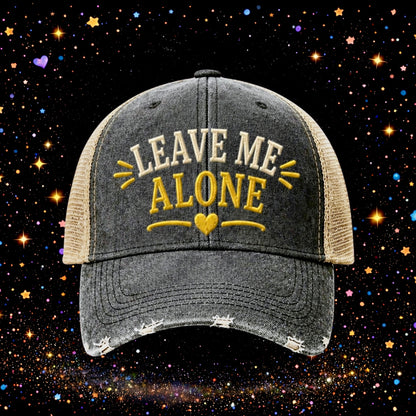 Leave Me Alone | Embroidered Trucker Hat | Snapback Cap | Unisex | Funny
