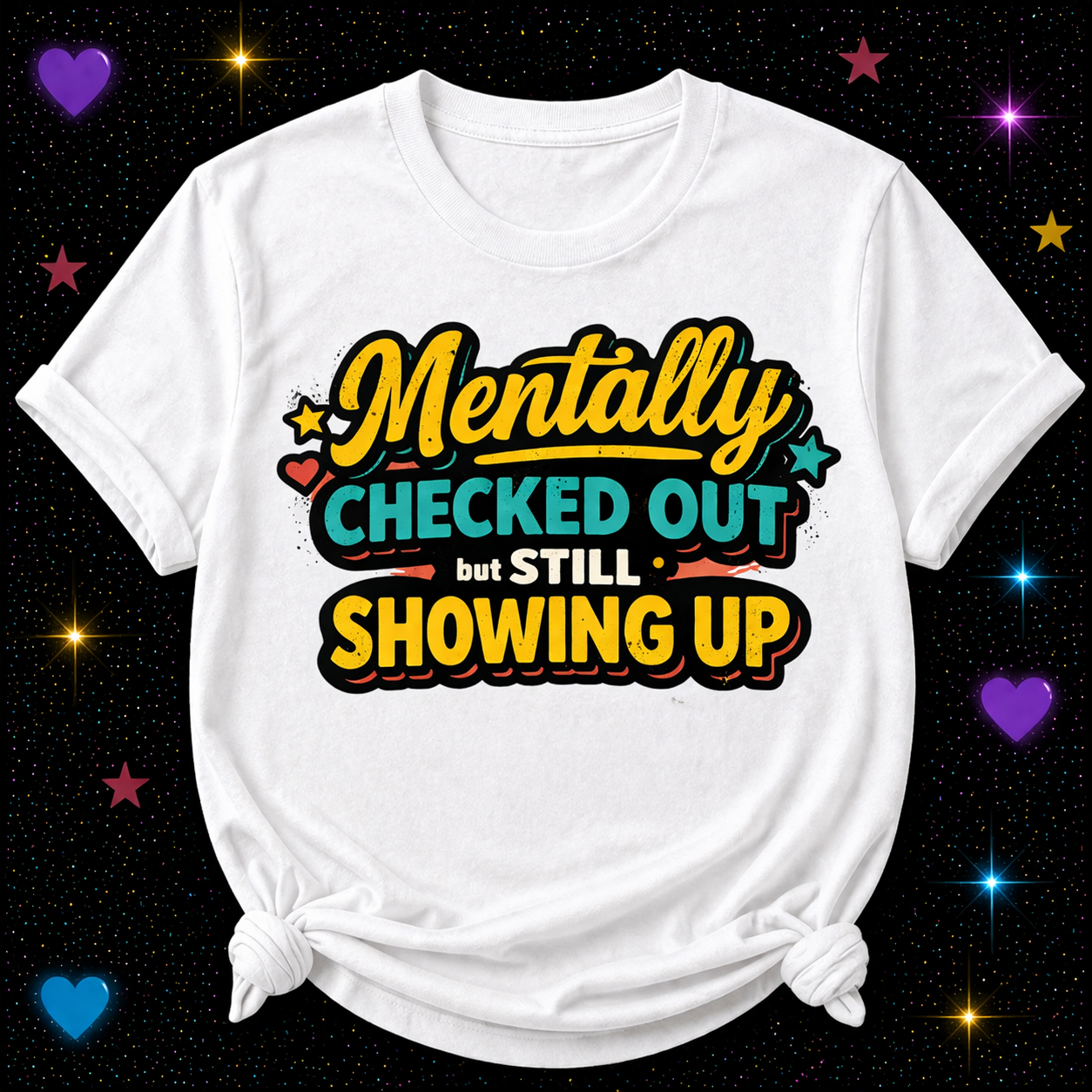 Mentally Checked Out But Still Showing Up | Sublimation & DTF PNG | Instant Download | Funny | Sarcastic