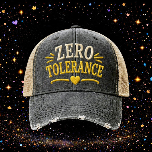 Zero Tolerance | Embroidered Trucker Hat | Snapback Cap | Unisex | Funny