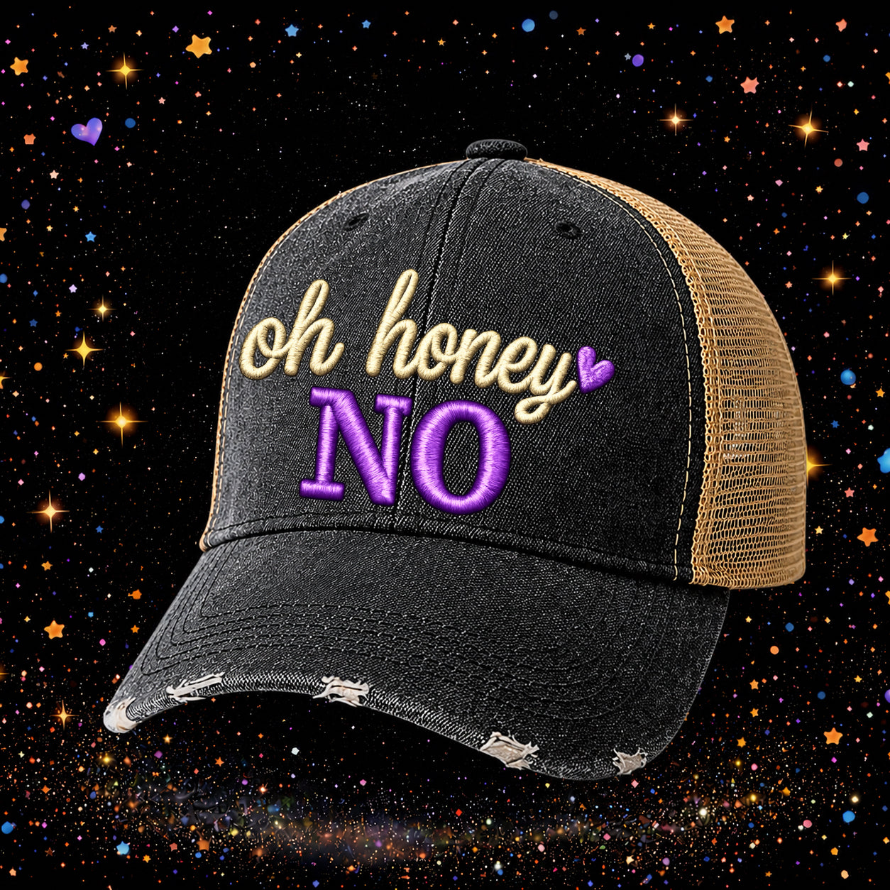 Oh Honey No | Embroidered Trucker Hat | Snapback Cap | Sarcastic