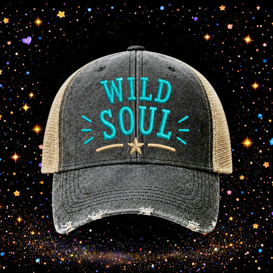 Wild Soul | Embroidered Trucker Hat | Snapback Cap | Vintage