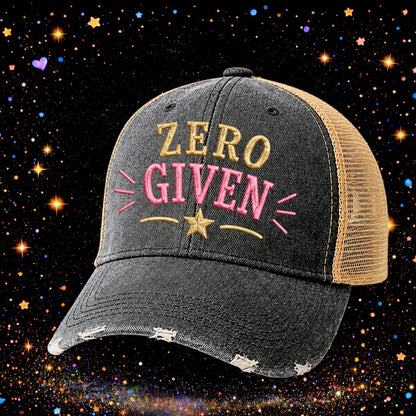 Zero Given | Embroidered Trucker Hat | Snapback Cap | Unisex | Funny