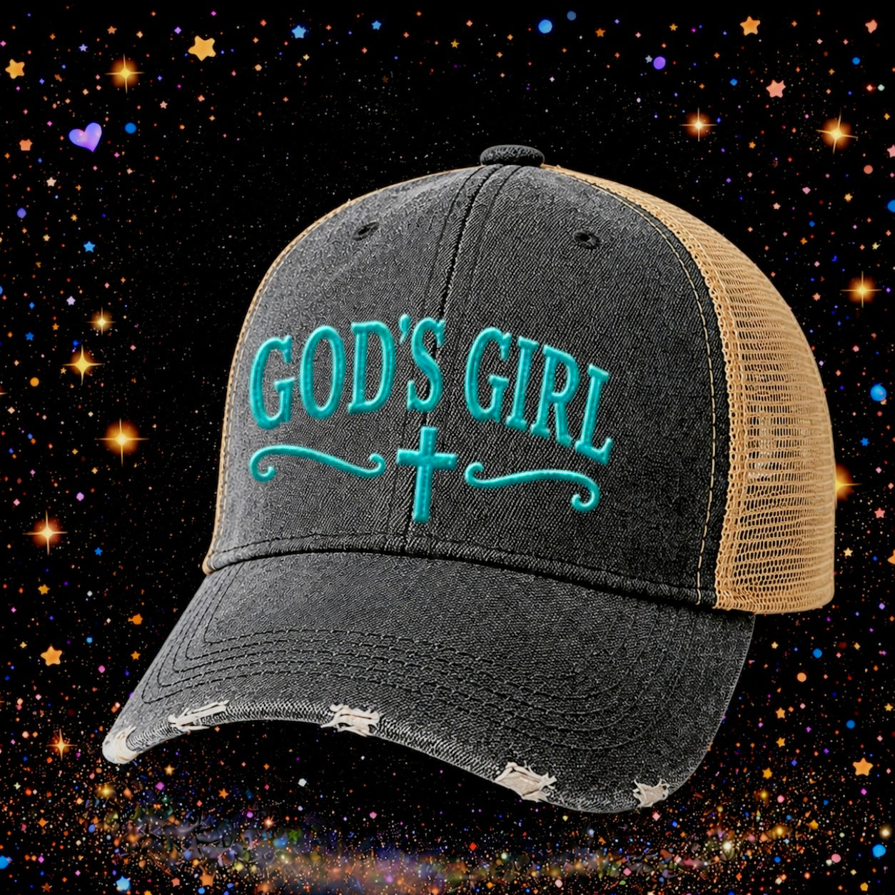God’s Girl | Embroidered Trucker Hat | Snapback Cap | Unisex | Funny