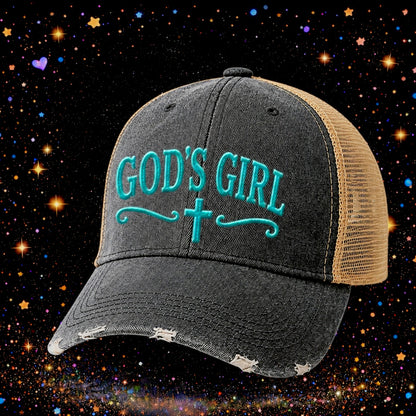 God’s Girl | Embroidered Trucker Hat | Snapback Cap | Unisex | Funny