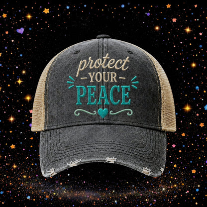 Protect Your Peace Embroidered Hat | Vintage Trucker Snapback