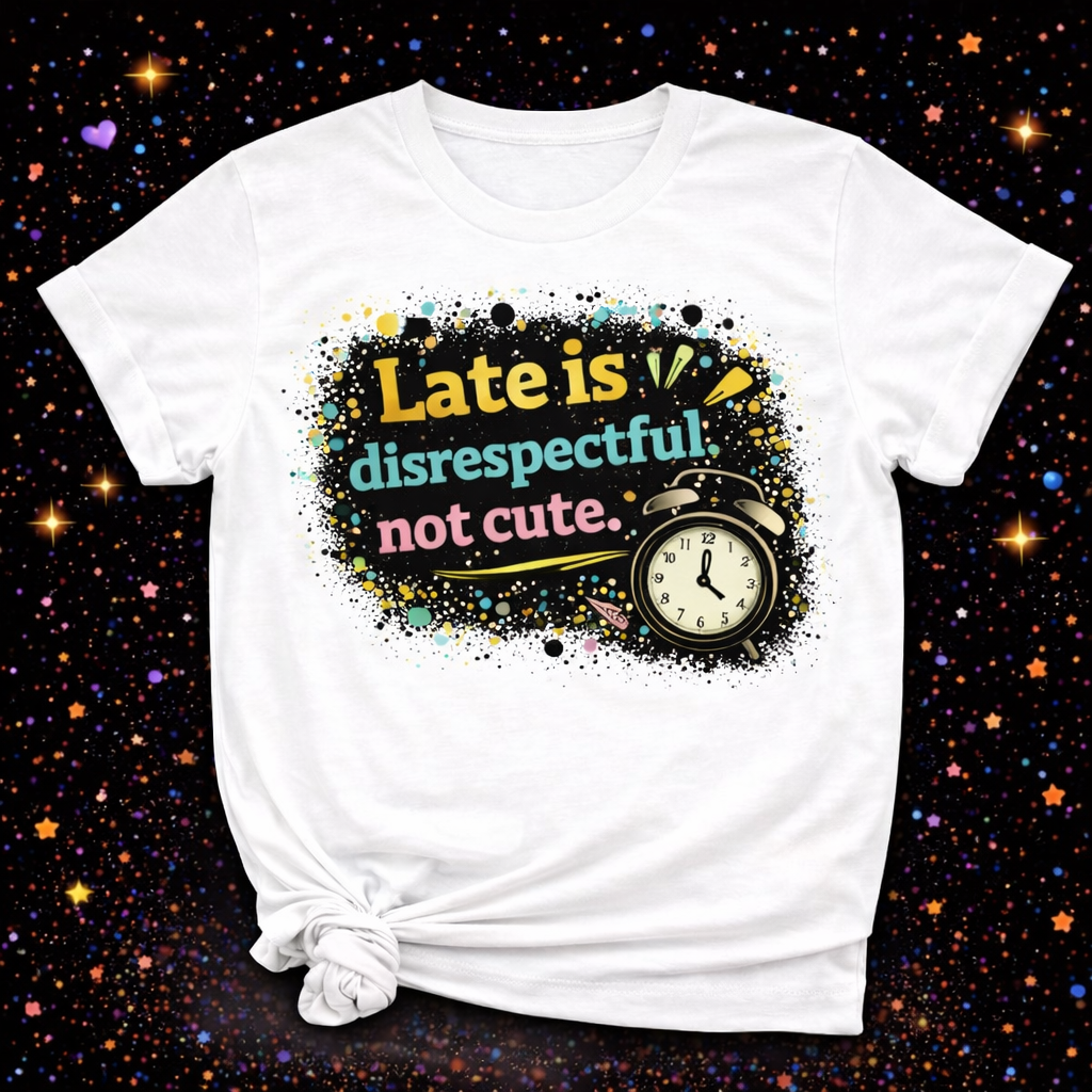 Late Is Disrespectful Not Cute Digital Download | Sublimation & DTF PNG | Instant Download | Funny | Sarcastic | Hair Stylist | Salon