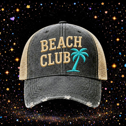 Beach Club | Embroidered Trucker Hat | Snapback | Unisex | Baseball Cap