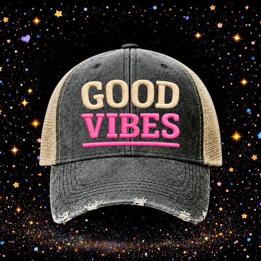 Good Vibes | Embroidered Trucker Hat | Snapback | Unisex | Baseball Cap