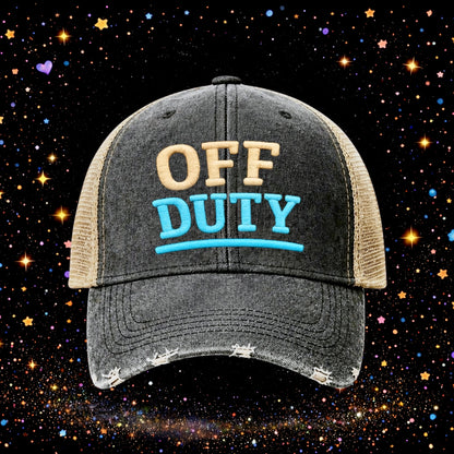 Off Duty | Embroidered Trucker Hat | Snapback | Unisex | Baseball Cap