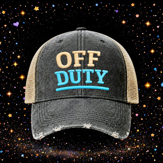Off Duty | Embroidered Trucker Hat | Snapback | Unisex | Baseball Cap