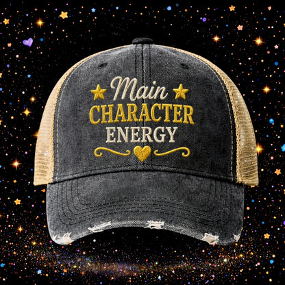 Main Character Energy | Embroidered Trucker Hat | Snapback Cap | Sarcastic