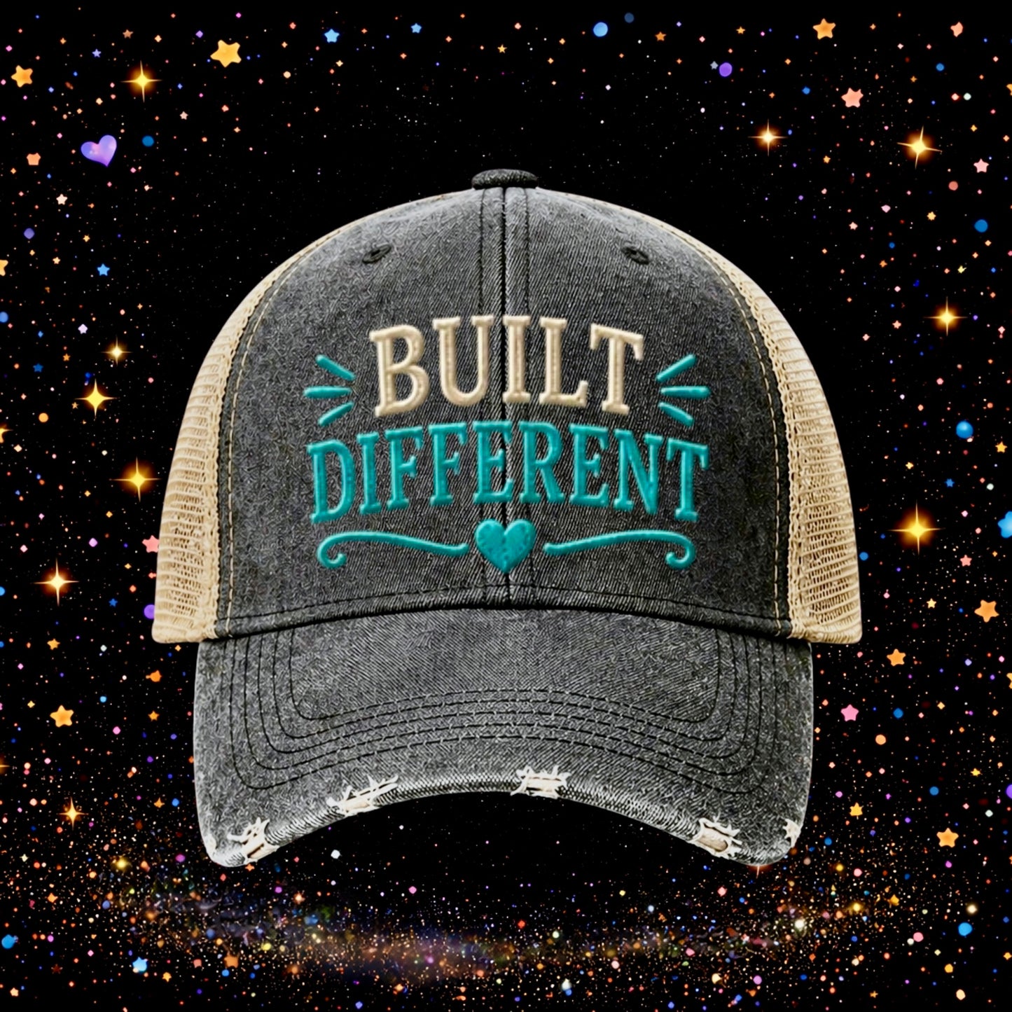 Built Different | Embroidered Trucker Hat | Snapback Cap | Unisex | Funny