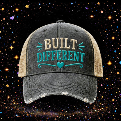 Built Different | Embroidered Trucker Hat | Snapback Cap | Unisex | Funny