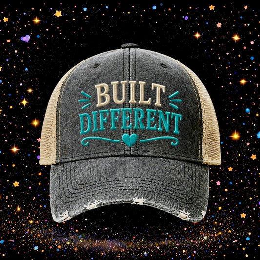 Built Different | Embroidered Trucker Hat | Snapback Cap | Unisex | Funny