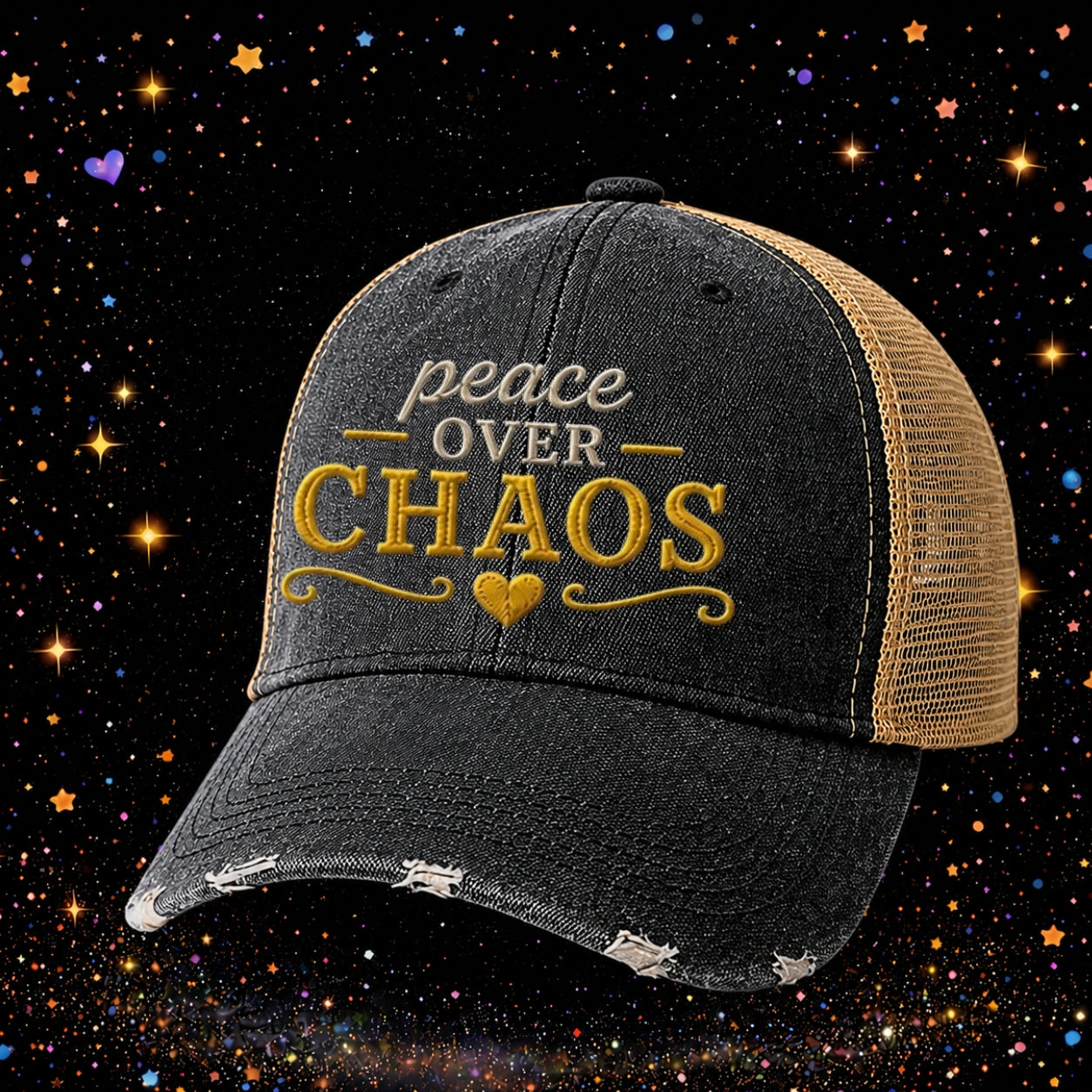 Peace Over Chaos | Embroidered Trucker Hat | Snapback Cap