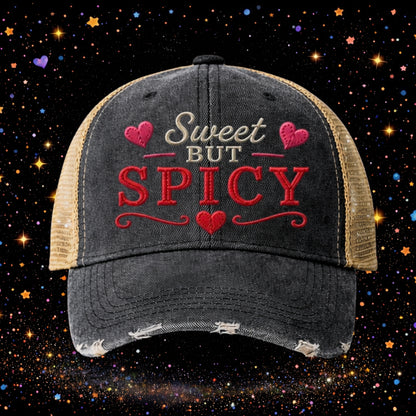 Sweet But Spicy | Embroidered Trucker Hat | Snapback Cap | Distressed