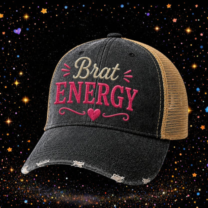 Brat Energy | Embroidered Trucker Hat | Snapback Cap | Sarcastic