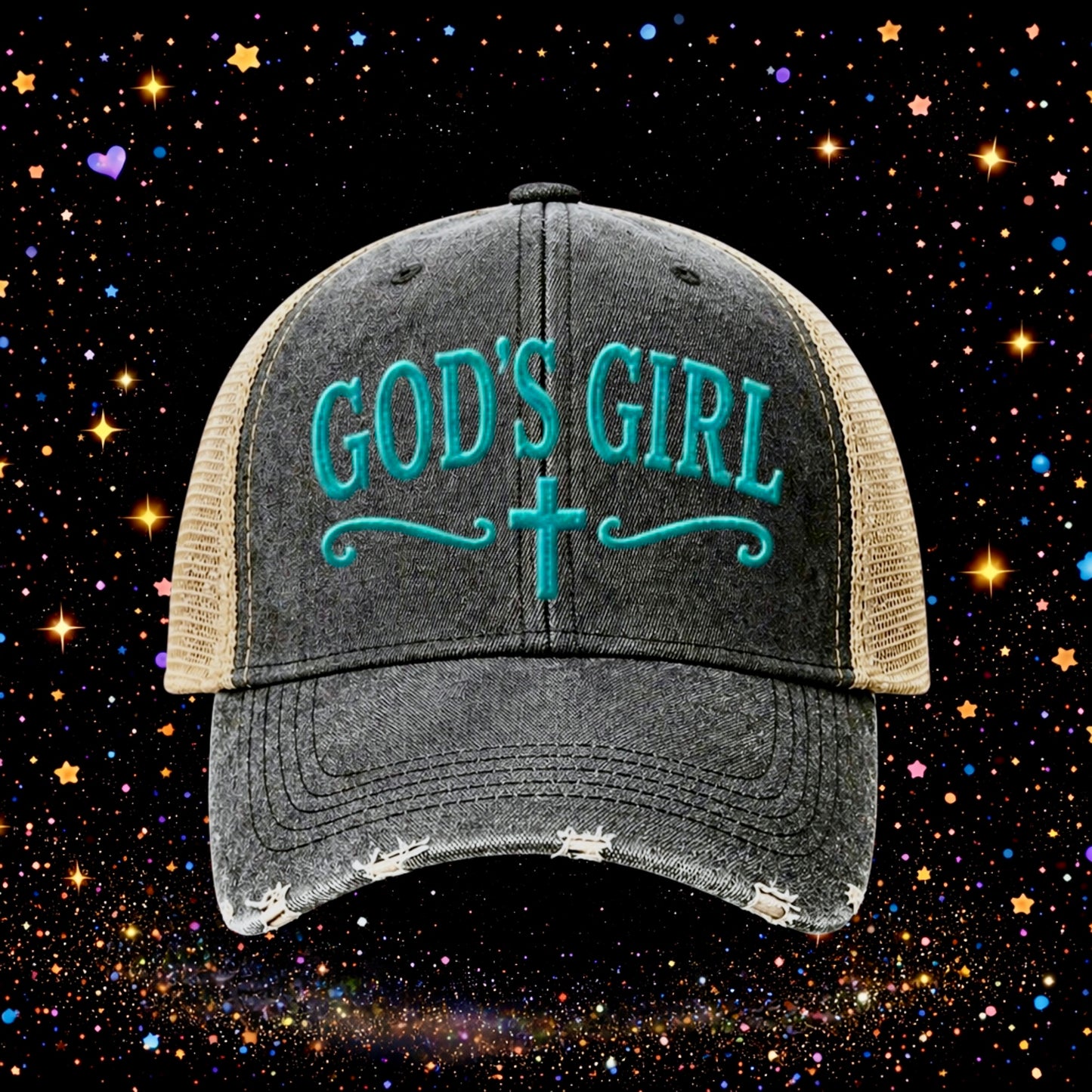 God’s Girl | Embroidered Trucker Hat | Snapback Cap | Unisex | Funny