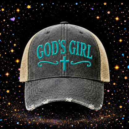 God’s Girl | Embroidered Trucker Hat | Snapback Cap | Unisex | Funny