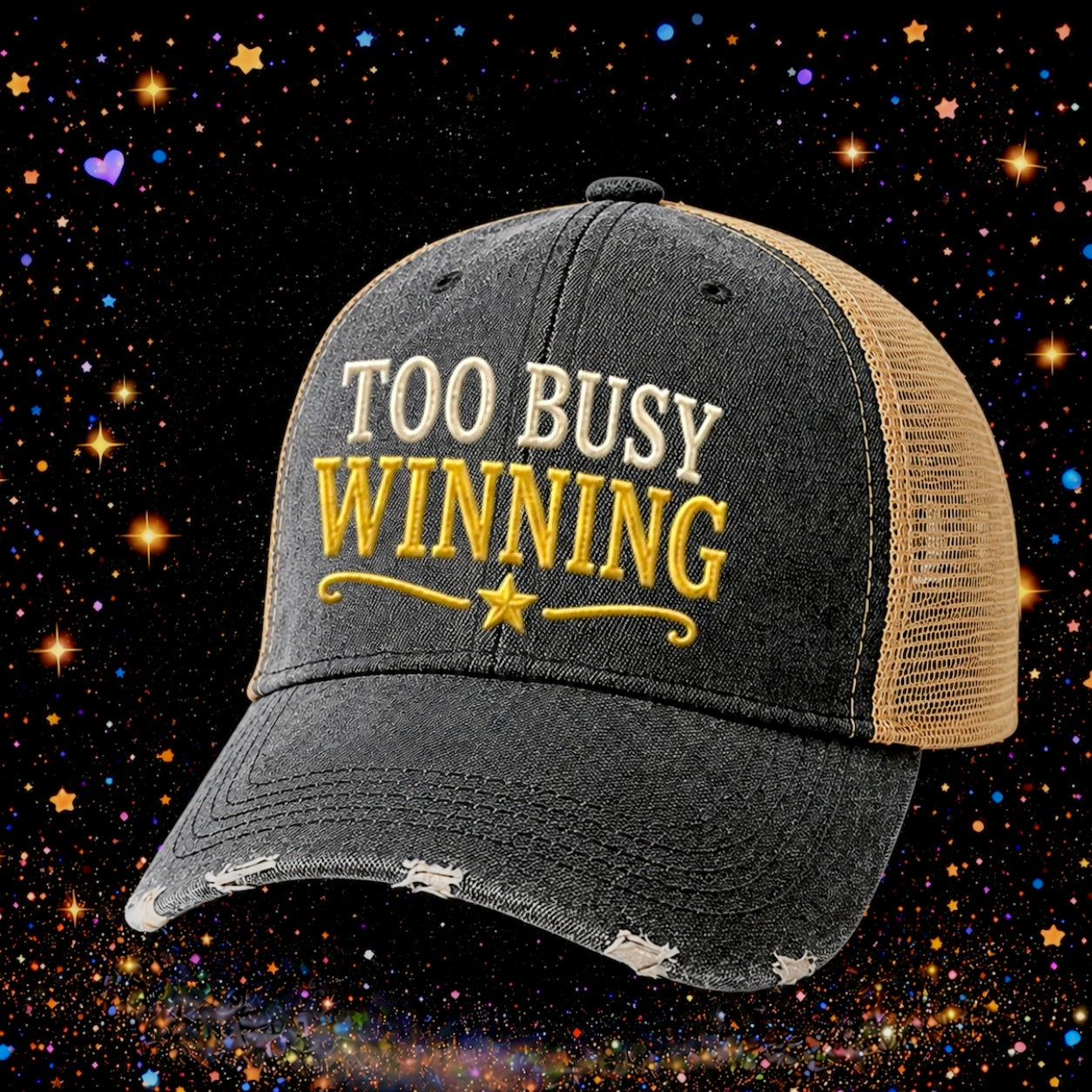 Too Busy Winning | Embroidered Trucker Hat | Snapback Cap | Funny