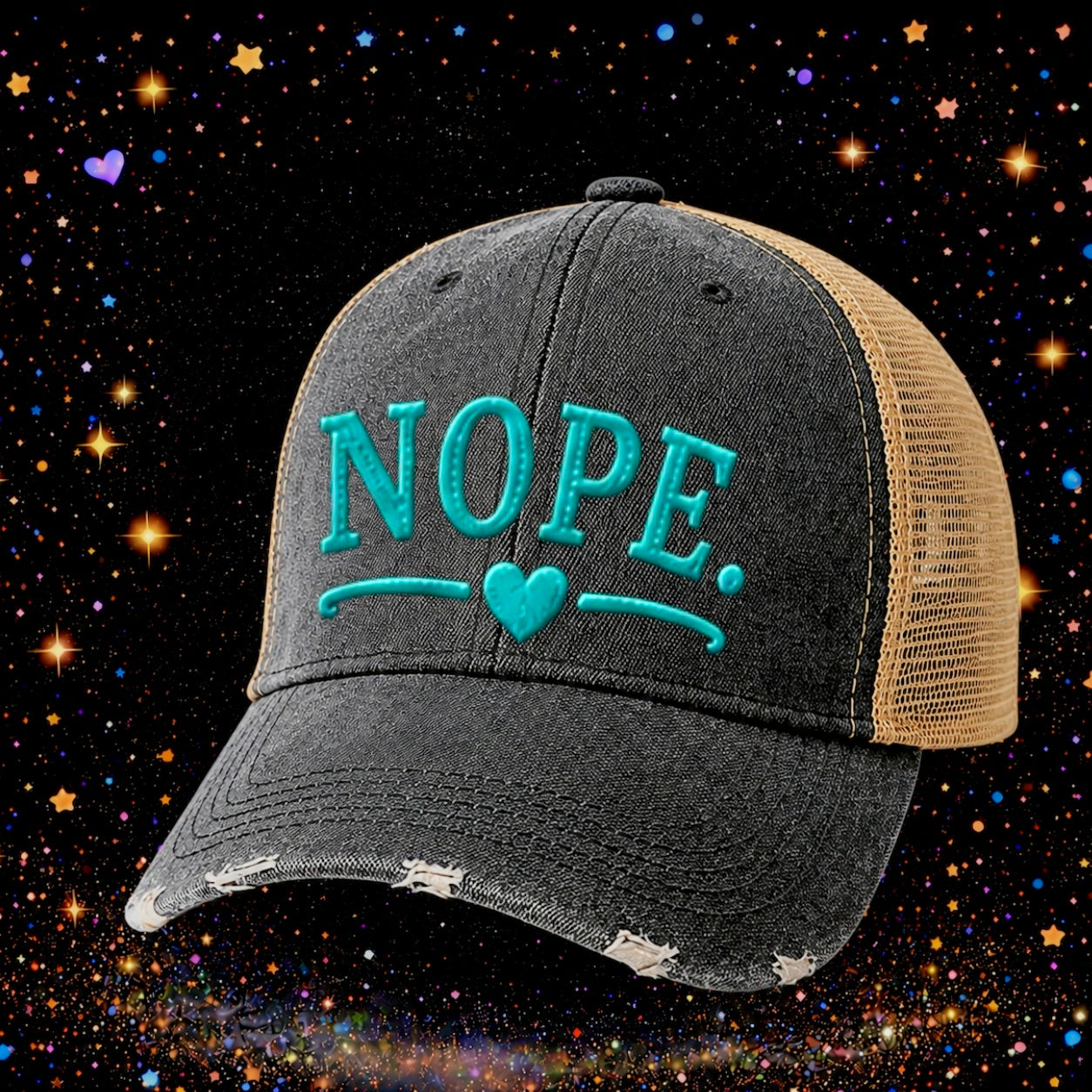 Nope | Embroidered Trucker Hat | Snapback Cap | Unisex | Funny