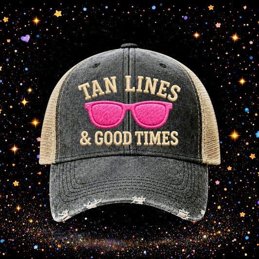 Tanlines & Good Times | Embroidered Trucker Hat | Snapback | Unisex | Baseball Cap